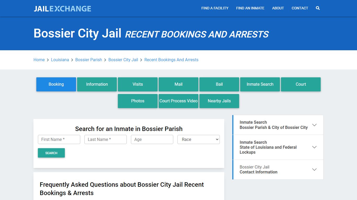 Bossier City Jail Recent Bookings And Arrests - Jail Exchange